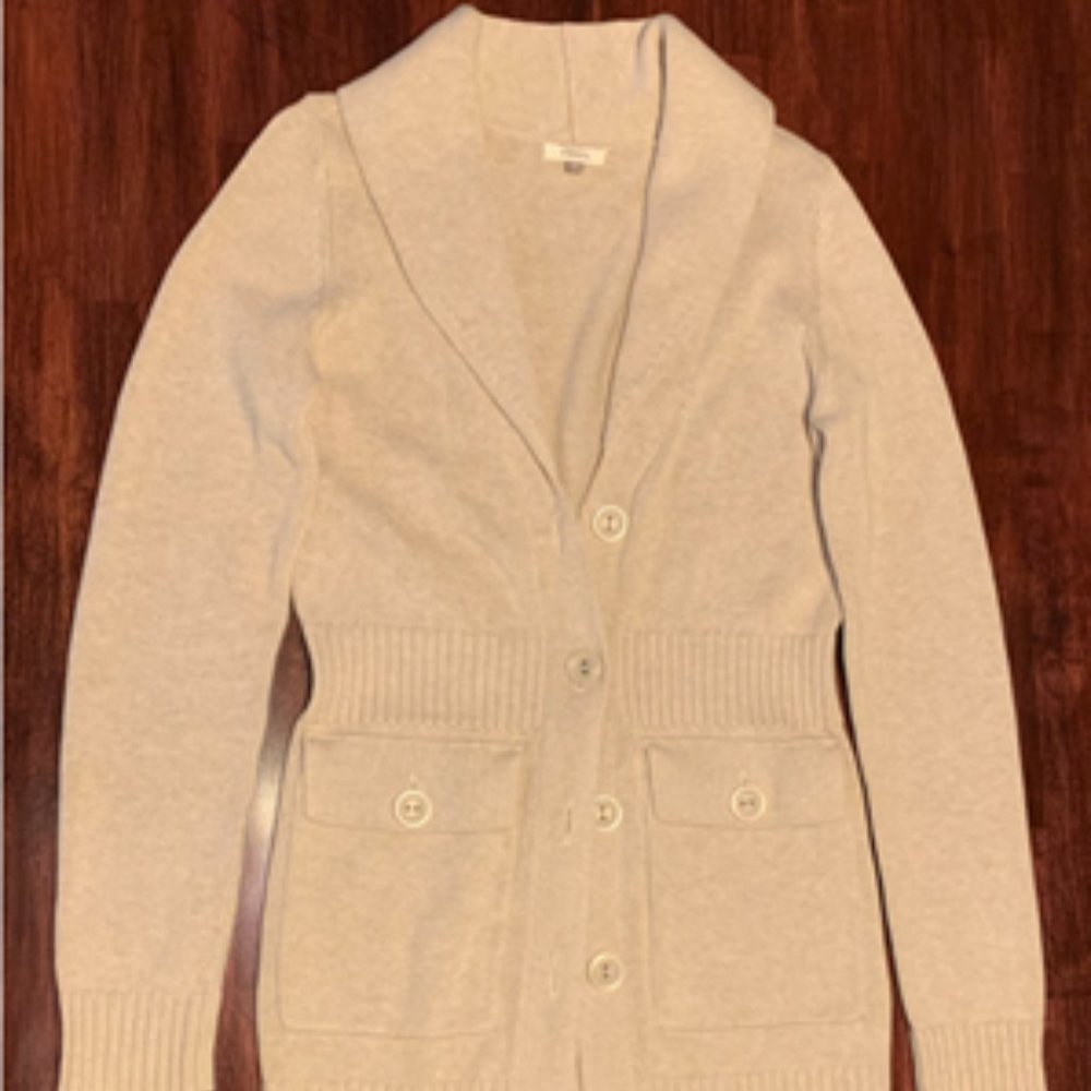 Fossil Beige Button Down Sweater With Collar - image 1